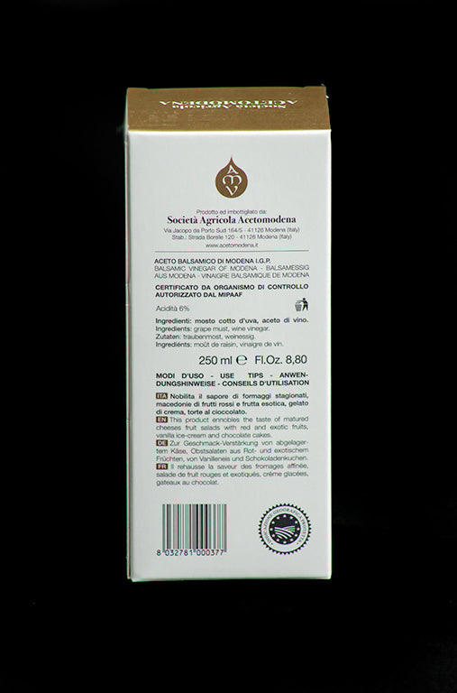 Acetomodena Goccia Oro Balsamic Vinegar IGP of Modena, 250 mL